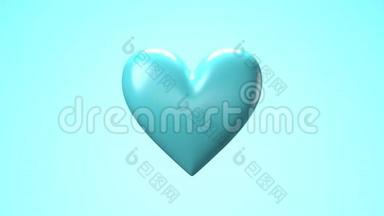 淡蓝色破碎的心物在淡蓝色的背景下。 心形物体粉碎成碎片。